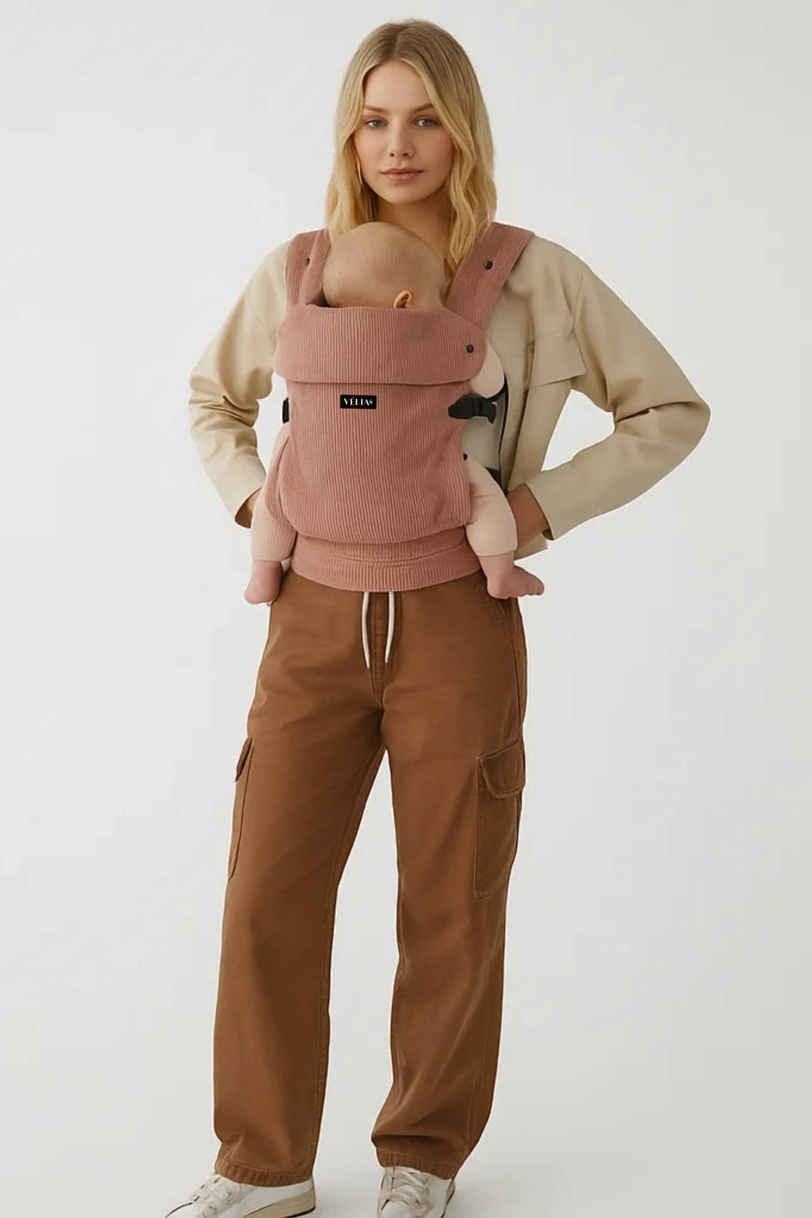 VÉLIA NUVOLA Babytrage – Ergonomisch und bequem, ideal für Spaziergänge, für Babys von 3–20 kg, optimaler Tragekomfort für Mütter