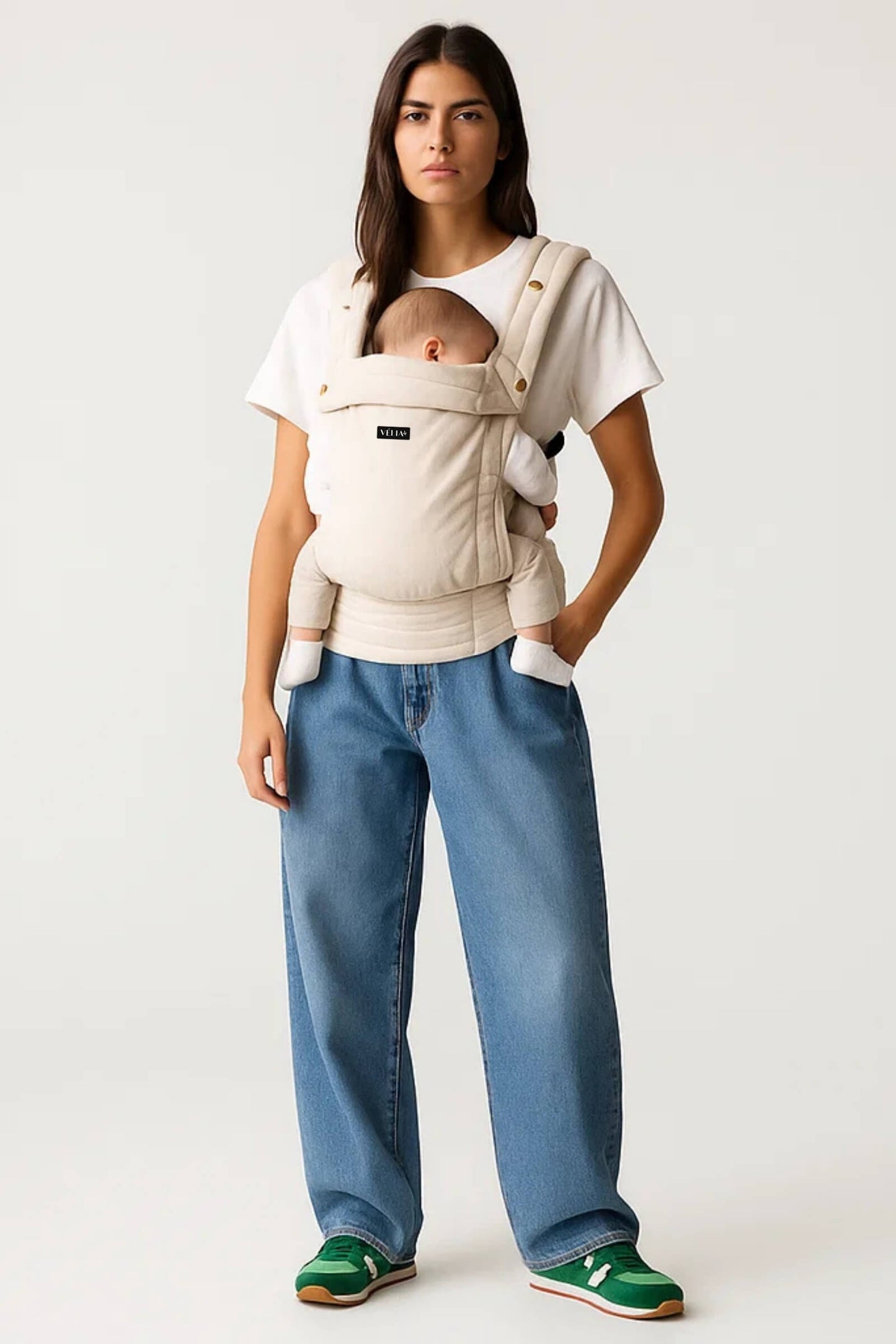 VÉLIA PURE Babytrage – Ergonomische Tragehilfe für Mütter und Babys, ideal für Alltag und Ausflüge, bequem und rückenfreundlich