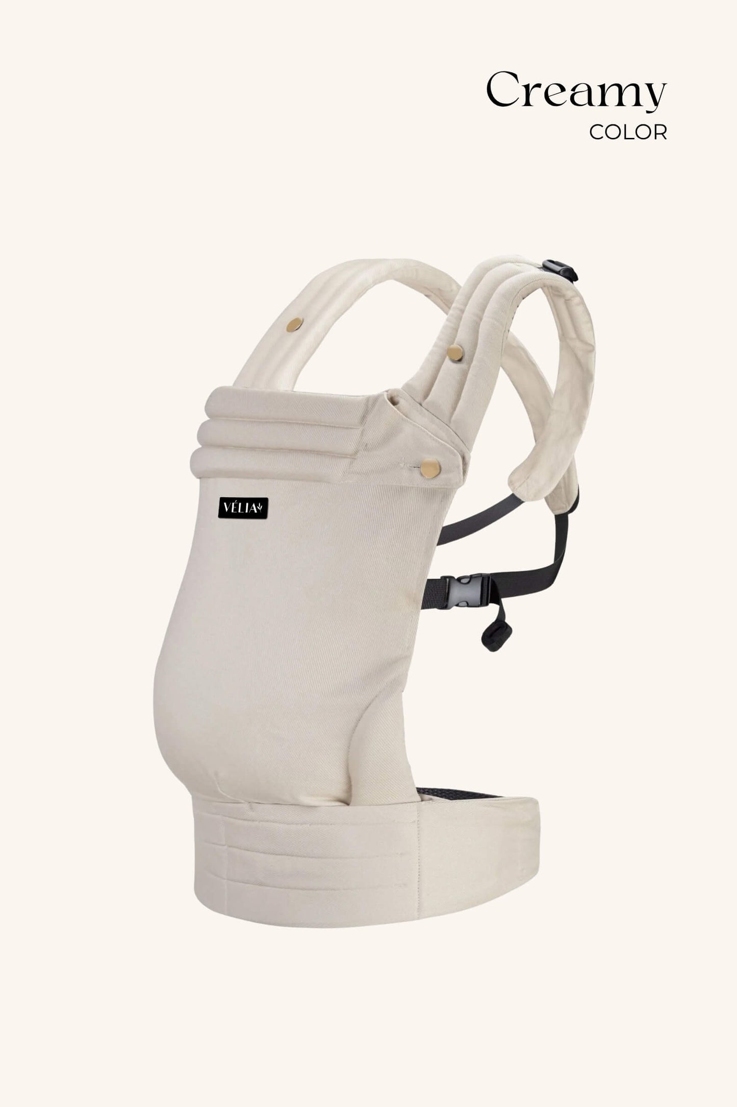 VÉLIA PURE Babytrage in Creamy – Stilvolles Design, ergonomisch für Komfort und gesunde Hüftentwicklung, ideal für den Alltag